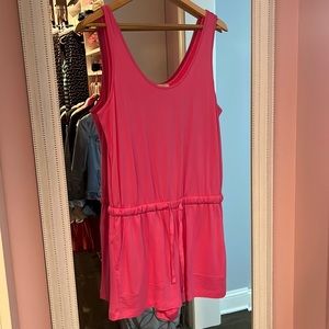 LOFT- NWT - M- signature soft bright pink shorts romper w/ tie waist